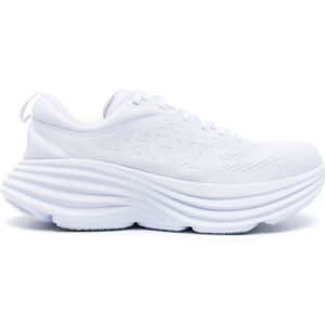 Hoka One One, Schoenen, Dames, Wit, 39 1/3 EU, Wol, Witte Gebreide Sneakers met Dikke Zool