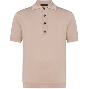 Low Brand, Tops, Heren, Roze, M, Nylon, Roze Crêpe Polo met Intarsia Detailing