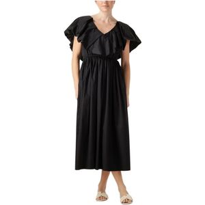 Devotion, Kleedjes, Dames, Zwart, S, Elegante Zwarte Midi Jurk