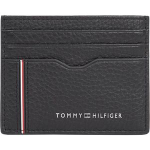 Tommy Hilfiger, Accessoires, Heren, Zwart, ONE Size, Leer, Slanke leren kaarthouder portemonnee