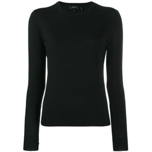Theory, Truien, Dames, Zwart, L, Wol, Zwarte wollen mix ronde hals trui