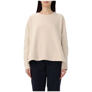 Dondup, Sweatshirts & Hoodies, Dames, Beige, L, Katoen, Beige Pullover Sweater met relaxte pasvorm