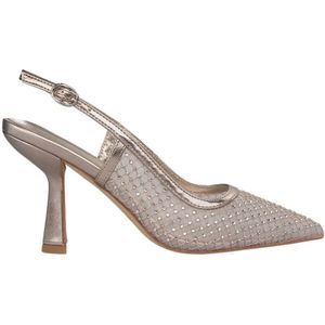 Alma EN Pena, Schoenen, Dames, Geel, 37 EU, Leer, Sprankelende Mesh Hakken Schoen