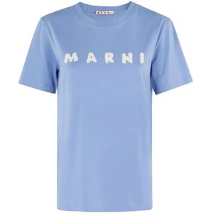 Marni, Tops, Dames, Blauw, S, Katoen, Dames T-shirt & Polo Collectie