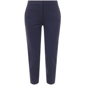 Max Mara, Broeken, Dames, Blauw, XL, Blauwe Broek Rechte Pijp Elastische Taille