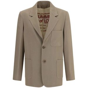 Golden Goose, Jassen, Heren, Beige, L, Blazerjas met krijtstreep en revers