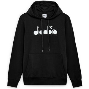 Diadora, Sweatshirts & Hoodies, Heren, Zwart, L, Katoen, Zwarte Katoenen Logo Hoodie