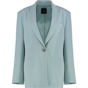 Pinko, Jassen, Dames, Blauw, 2Xs, Polyester, Single-breasted jasje met reverskraag