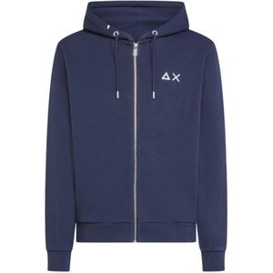Sun68, Sweatshirts & Hoodies, Heren, Blauw, XL, Casual Sweatshirt met Rits