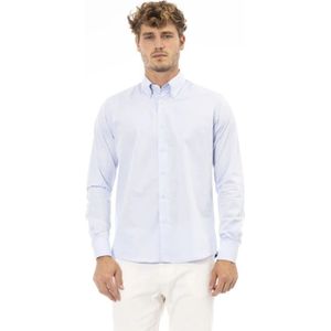 Baldinini, Overhemden, Heren, Blauw, 2Xl, Katoen, Italiaanse stijl Regular Fit Blauw overhemd