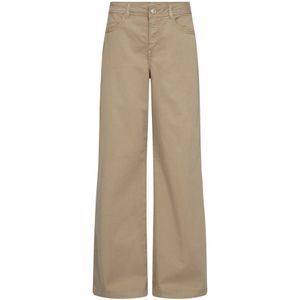 MOS Mosh, Broeken, Dames, Beige, W31, Katoen, 70's-geïnspireerde gekleurde wide-leg jeans met borduurwerk