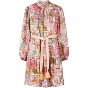Rich & Royal, Kleedjes, Dames, Veelkleurig, L, Katoen, Gedrukte midi-jurk met riem
