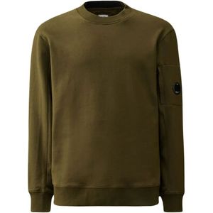 C.p. Company, Sweatshirts & Hoodies, Heren, Groen, L, Katoen, Diagonal Raised Fleece Crew Neck Sweatshirt