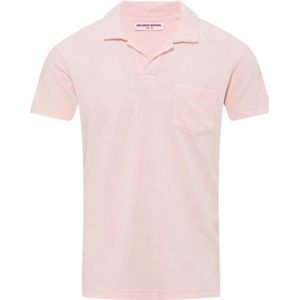 Orlebar Brown, Tops, Heren, Roze, L, Roze Badstof Poloshirt
