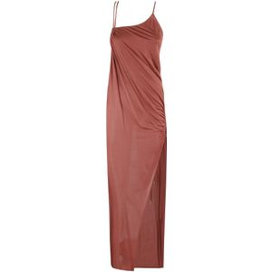 Blumarine, Kleedjes, Dames, Bruin, S, Asymmetrische Jersey Crepe Jurk