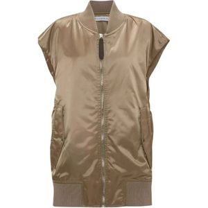 JW Anderson, Jassen, Dames, Bruin, M, Beige Bomber Vest Oversize Cut