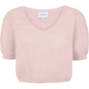 American Dreams, Truien, Dames, Roze, S, Wol, Lichtroze Pullover Korte Mouwen Elastische Band