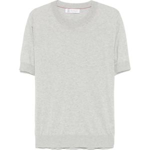 Brunello Cucinelli, Truien, Heren, Grijs, XL, Grijze Crew Neck Sweater