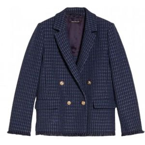 Pennyblack, Jassen, Dames, Blauw, S, Katoen, Dubbelbreasted blazer in textuurstof