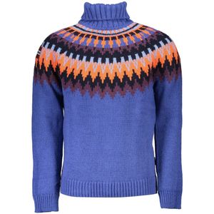 Napapijri, Truien, Heren, Blauw, M, Blauwe Trui met Lange Mouwen en Hoge Hals