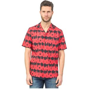 Hugo Boss, Overhemden, Heren, Veelkleurig, S, Katoen, Ellino Logo Print Shirt