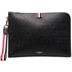 Thom Browne, Accessoires, Heren, Zwart, ONE Size, Zwarte Documentenmap met Logoprint