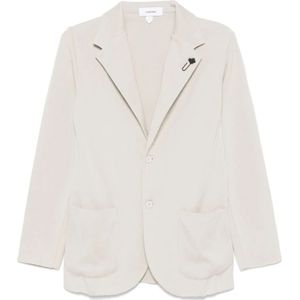 Lardini, Jassen, Heren, Beige, XL, Beige Jas met Voorknoopsluiting