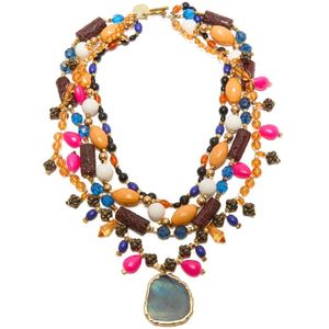 Maliparmi, Accessoires, Dames, Veelkleurig, ONE Size, Multi Beads & Resin Halsketting
