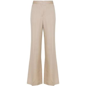 Stella McCartney, Broeken, Dames, Beige, 2Xs, Katoen, High-Waisted Flared Broek