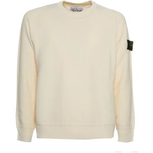 Stone Island, Sweatshirts & Hoodies, Heren, Beige, S, Katoen, Crew Neck Sweater Micro Stitch