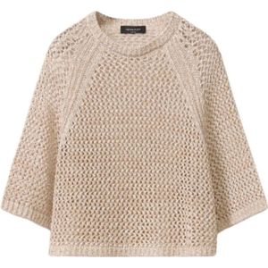 Fabiana Filippi, Truien, Dames, Beige, L, Katoen, Paillet Franse Mouw Jersey Top