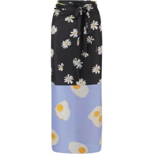 Moschino, Rokken, Dames, Veelkleurig, XS, Zijden Twill Omslagrok Ei Bloemen