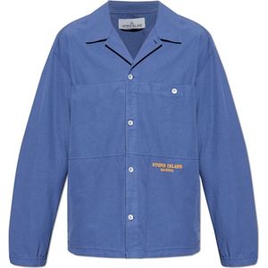 Stone Island, Overhemden, Heren, Blauw, M, Katoen, Capsule shirt Marina