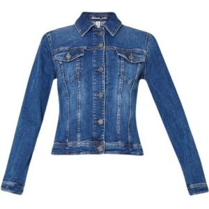Liu Jo, Jassen, Dames, Blauw, L, Katoen, Kort spijkerjack