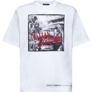 Dolce & Gabbana, Tops, Heren, Wit, 2Xl, Witte T-shirts en Polos