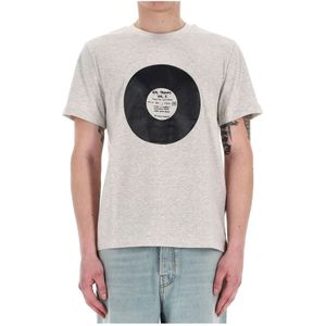 A.p.c., Tops, Heren, Grijs, S, Katoen, Lichtgrijs Katoen Vinyl T-shirt