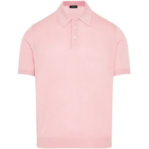 Gran Sasso, Tops, Heren, Roze, 3Xl, Luxe Zijden Polo Shirt Gemaakt in Italië