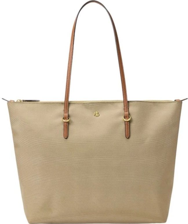 Ralph Lauren, Tassen, Dames, Beige, ONE Size, Stijlvolle Leren Tas