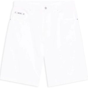 Moschino, Korte broeken, Heren, Wit, L, Katoen, Witte katoenen shorts met riemlussen