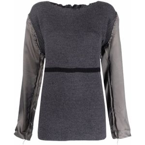 Maison Margiela, Truien, Dames, Grijs, S, Wol, Grijze Wollen Trui