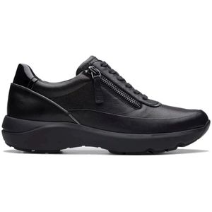 Clarks, Schoenen, Dames, Zwart, 37 EU, Leer, Leisure Sneakers
