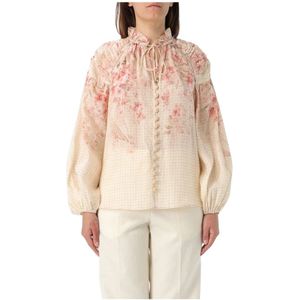 Zimmermann, Blouses & Shirts, Dames, Veelkleurig, XS, Roze Crewneck Sweatshirt, Casual Chic Stijl