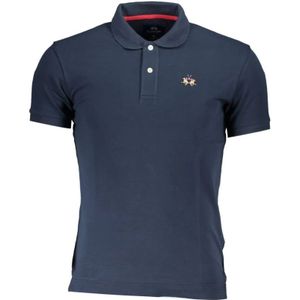 La Martina, Tops, Heren, Blauw, XL, Katoen, Elegant Slim Fit Polo met contrasterende details