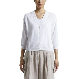 Peserico, Truien, Dames, Wit, 3Xs, Katoen, Pu katoen crêpe tricot vest