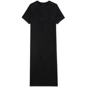 Zadig & Voltaire, Kleedjes, Dames, Zwart, S, Antraciet Vleugel Stud Jurk