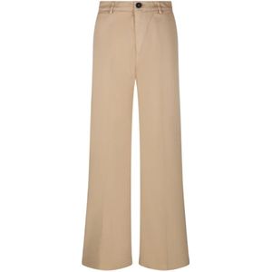 Forte Forte, Broeken, Dames, Bruin, M, Katoen, Camel Wide Leg Pant