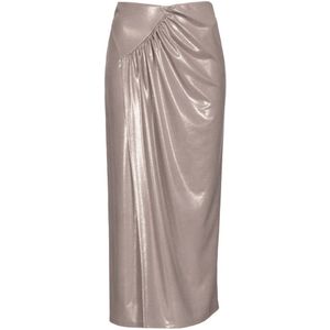 Pinko, Rokken, Dames, Beige, S, Midi Pareo Gedrapeerd Jersey Rok