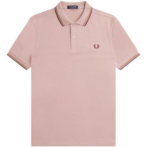 Fred Perry, Tops, Heren, Roze, S, Katoen, Klassieke katoenen polo met dubbele streep