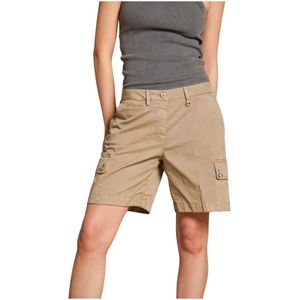 Mason's, Korte broeken, Dames, Beige, L, Katoen, Curvy Fit Cargo Bermuda Shorts Khaki