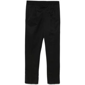 Ermenegildo Zegna, Broeken, Heren, Zwart, XS, Wol, Wollen Rechte Broek